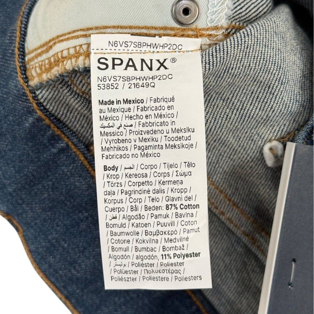 Spanx Cropped Wide-Leg Jeans High-Rise Authentic Blue Size M Stretch Womens NEW - Picture 9 of 11